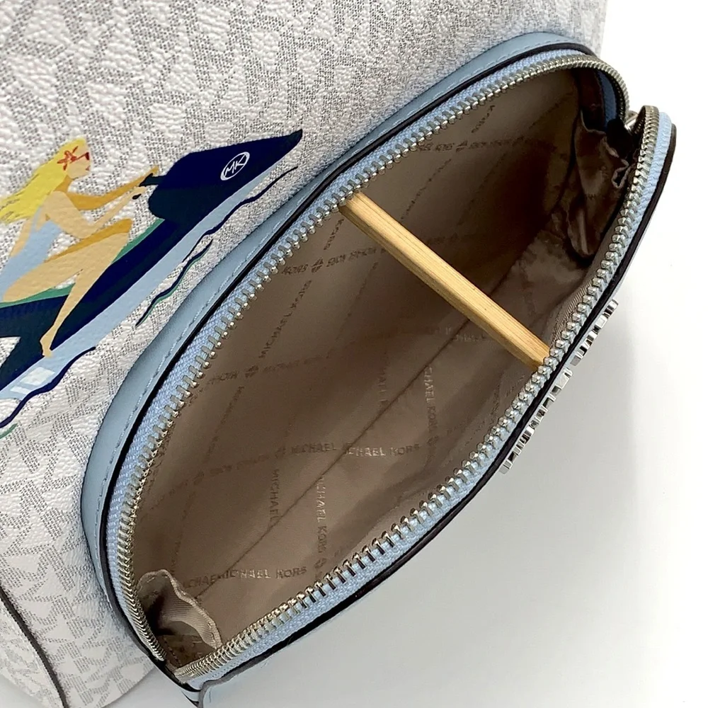 MICHAEL KORS JET SET GIRLS JAYCEE MEDIUM BACKPACK BRIGHT WHITE/ BLUE COLOR - Picture 5 of 16